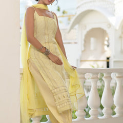 yellow chikankari suit set