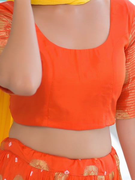 Kesariya Silk Lehenga Set