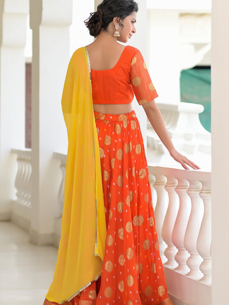Kesariya Silk Lehenga Set