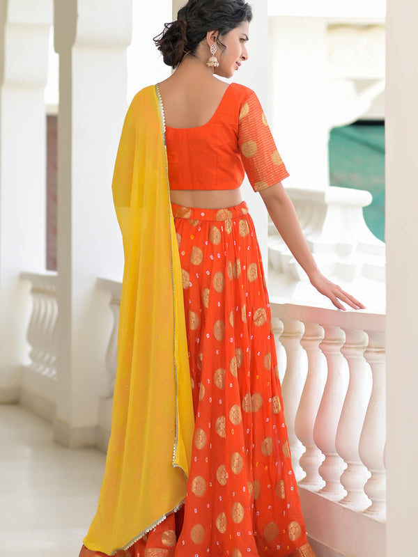 Kesariya Silk Lehenga Set