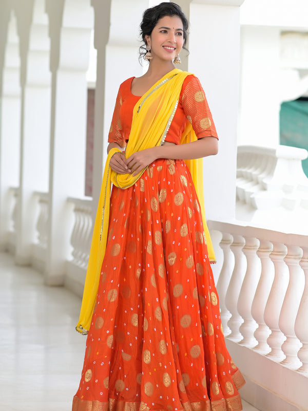 Kesariya Silk Lehenga Set