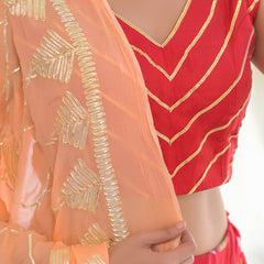 Gulnaar Red Silk Lehenga Set
