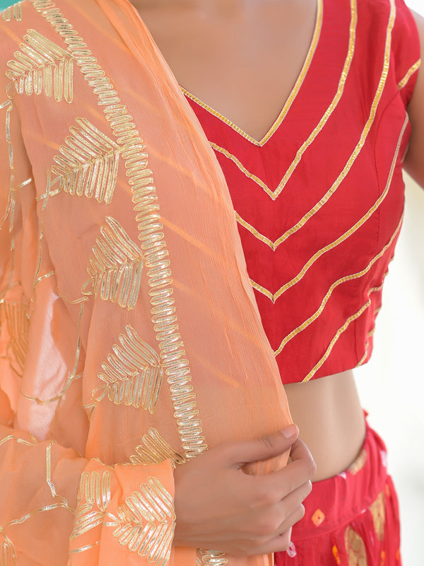 Gulnaar Red Silk Lehenga Set