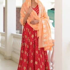 Gulnaar Red Silk Lehenga Set