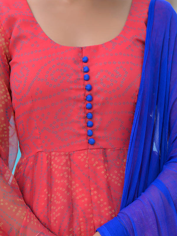 Rangrez Coral Anarkali Set