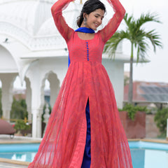 Rangrez Coral Anarkali Set
