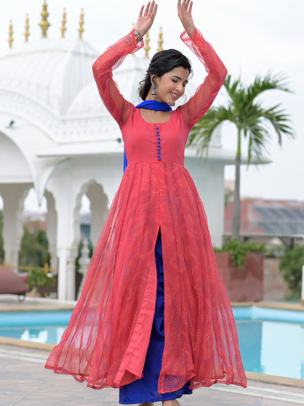 Rangrez Coral Anarkali Set