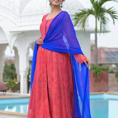 Rangrez Coral Anarkali Set