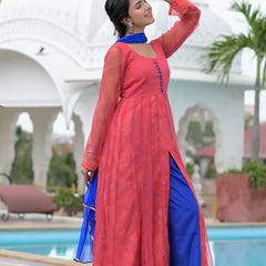 Rangrez Coral Anarkali Set