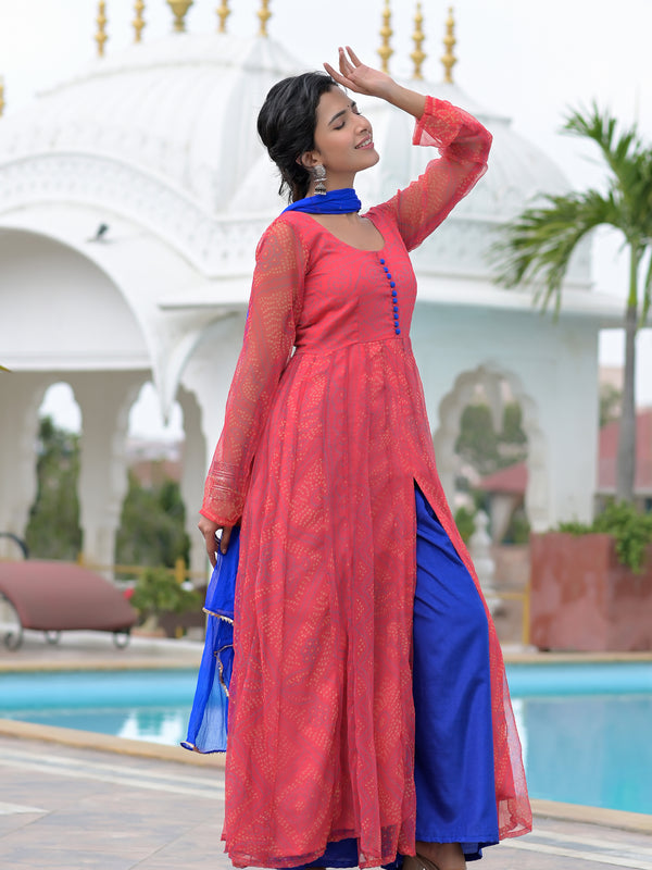 Rangrez Coral Anarkali Set
