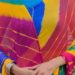Mutli leheriya chiffon saree