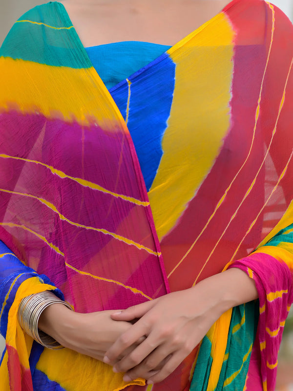 Mutli leheriya chiffon saree