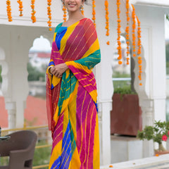 Mutli leheriya chiffon saree