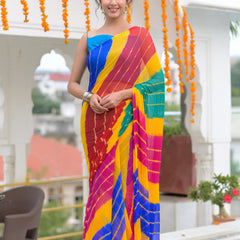 Mutli leheriya chiffon saree