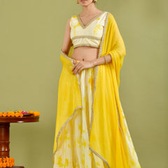 Yellow tie- dye Lehenga set