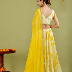 Yellow tie- dye Lehenga set