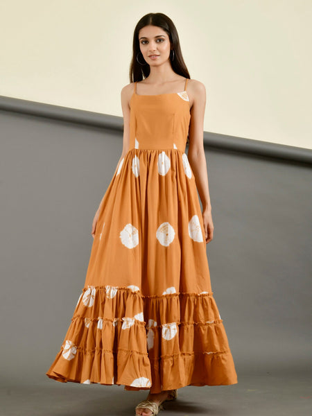 MUSTARD SHIBORI DRESS