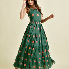 GREEN SHIBORI DRESS