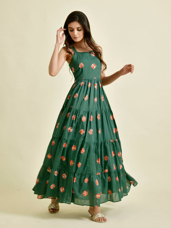 GREEN SHIBORI DRESS