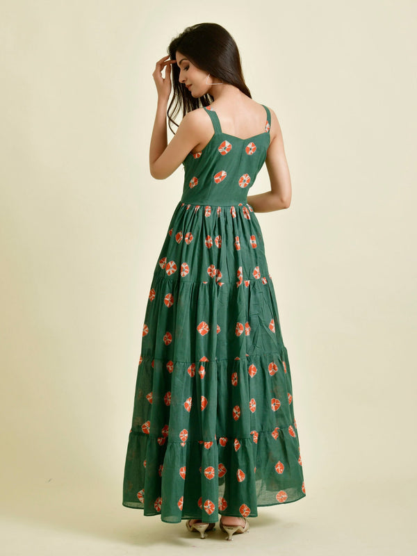 GREEN SHIBORI DRESS