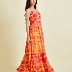 RED YELLOW TIE DYE DRESS