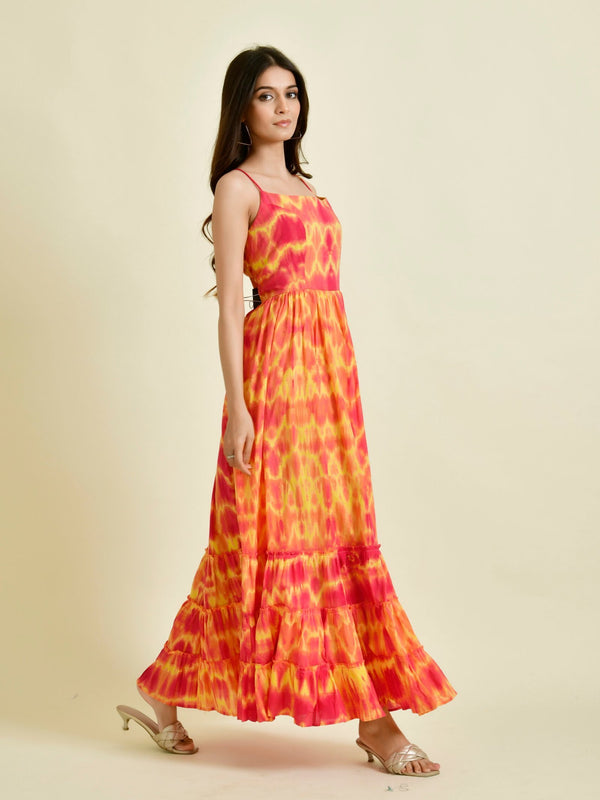 RED YELLOW TIE DYE DRESS