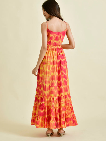 RED YELLOW TIE DYE DRESS