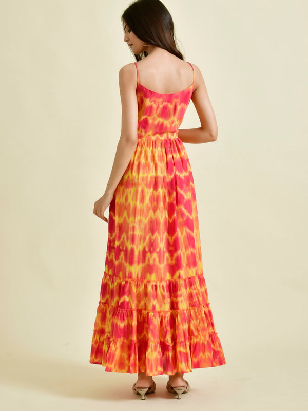 RED YELLOW TIE DYE DRESS