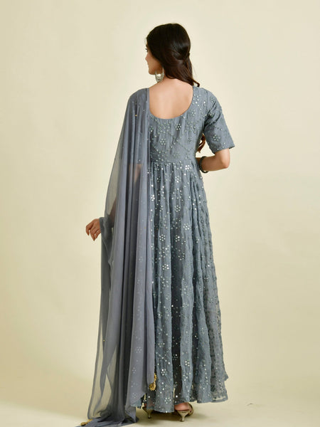GREY MIRROR ANARKALI SET