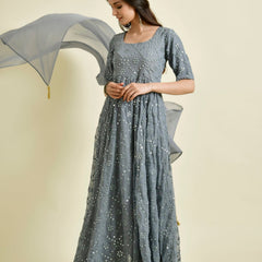 GREY MIRROR ANARKALI SET