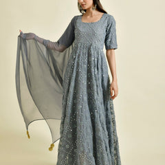 GREY MIRROR ANARKALI SET