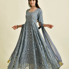 GREY MIRROR ANARKALI SET