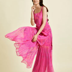 Bandhani magenta gharara set