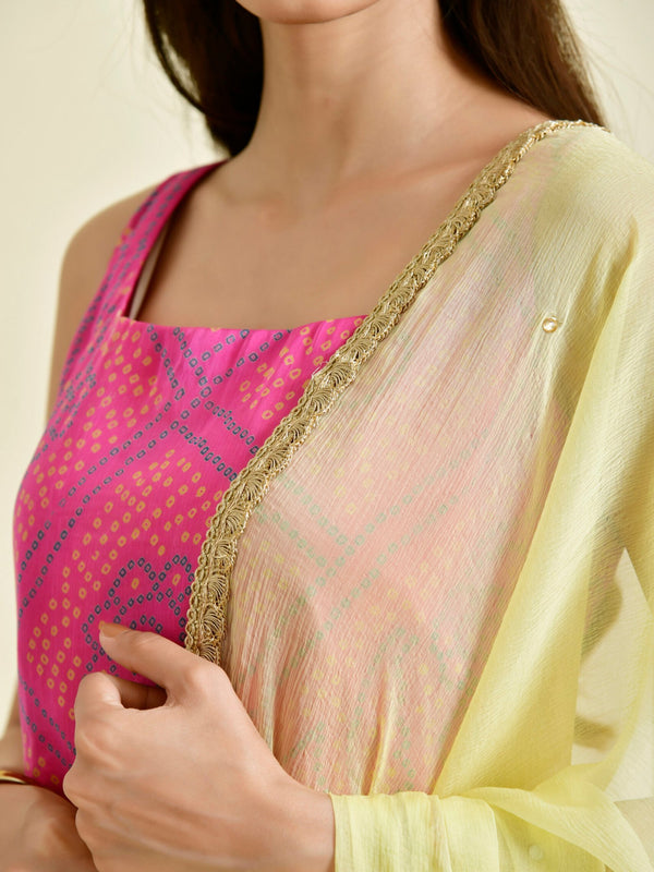 Bandhani magenta gharara set