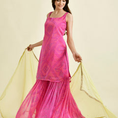 Bandhani magenta gharara set