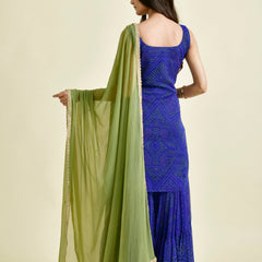 BLUE BANDHANI GHARARA SET