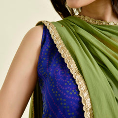 BLUE BANDHANI GHARARA SET