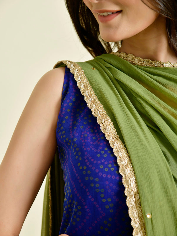 BLUE BANDHANI GHARARA SET