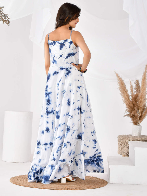 Blue shibori dress
