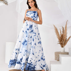 Blue shibori dress