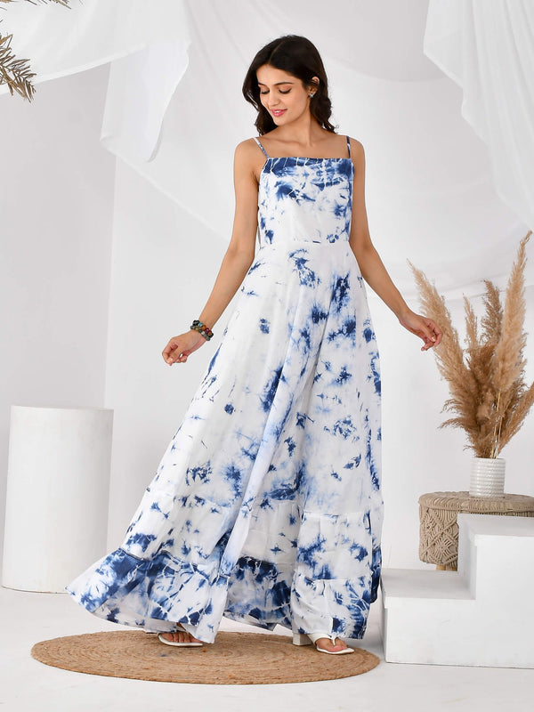 Blue shibori dress
