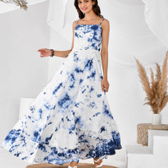Blue shibori dress