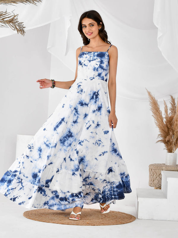 Blue shibori dress