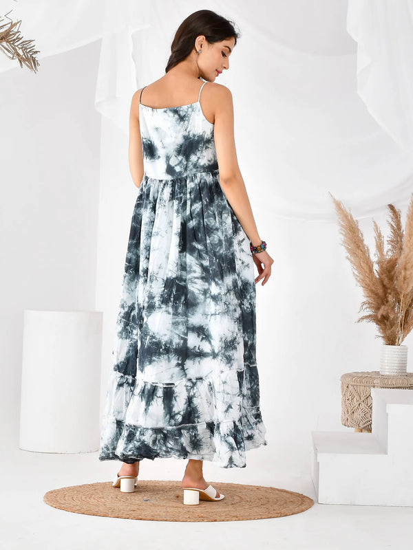 Blue shibori dress