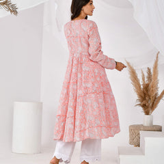 Pink printed anarkali set (SET OF 2)