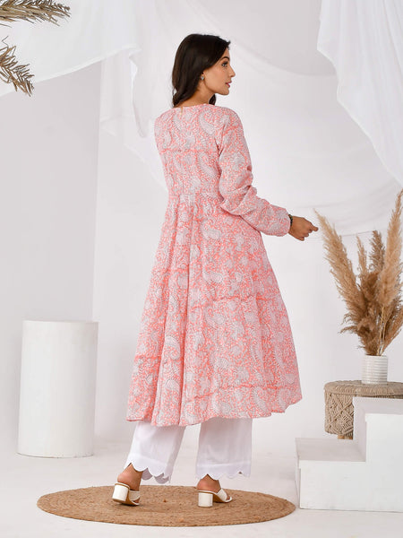 Pink printed anarkali set (SET OF 2)