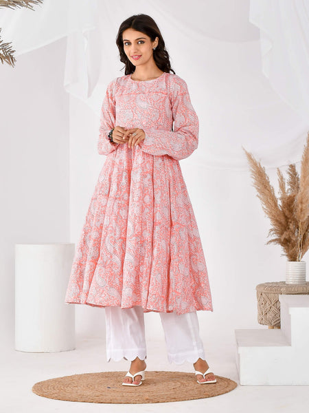Pink printed anarkali set (SET OF 2)