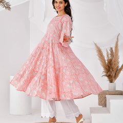 Pink printed anarkali set (SET OF 2)