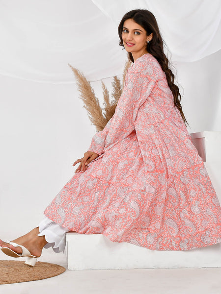 Pink printed anarkali set (SET OF 2)