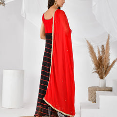Black red leheriya set